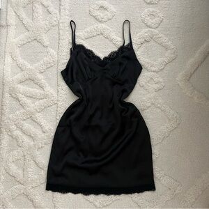 Princess Polly Black Satin Lace Bodycon Dress